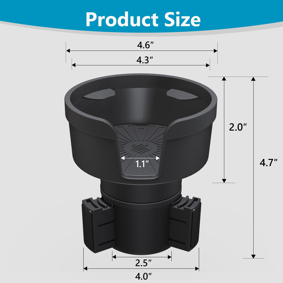 Car Cup Holder Expander for 10 (Low Profile*1 / Black)