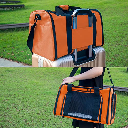 Soft Sided Carrier for Small Medium Cats Dogs (20.0"L x 13.0"W x 13.0"H / Orange)