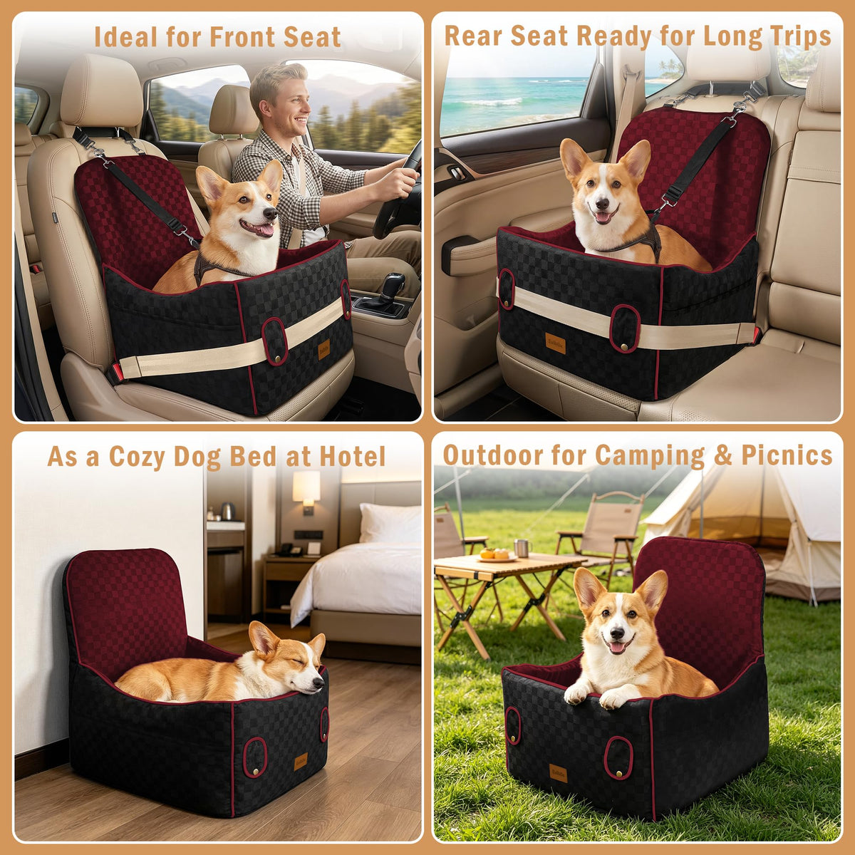 Dog Booster Seat (Wine Red / Medium)