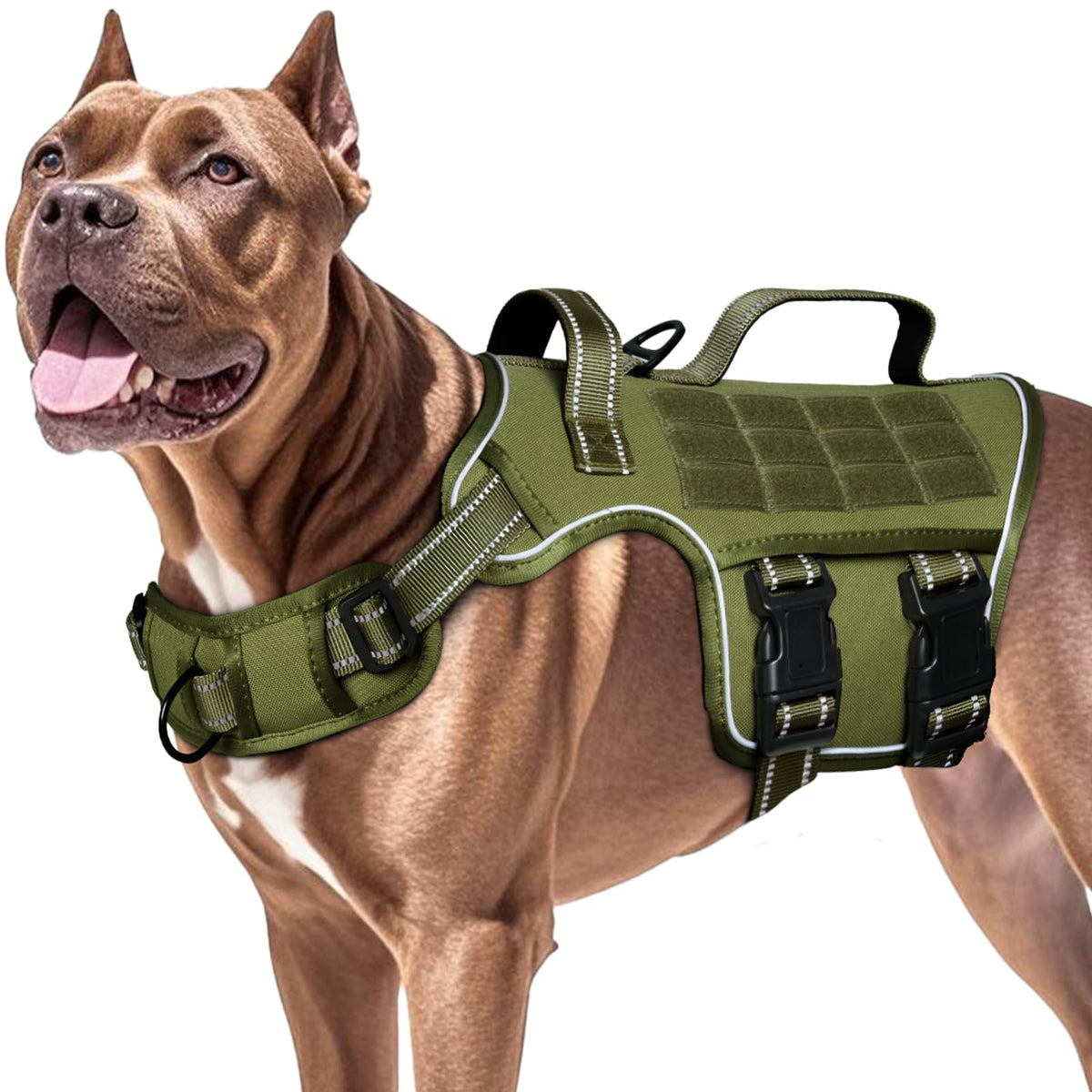 Dog Harness for Large Dogs (Green / L(Neck:18-24",Chest:25-36"),45-80 lbs)