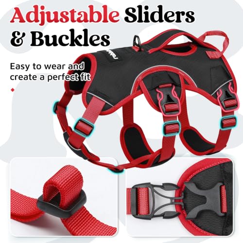 Escape Proof Dog Harness for Medium (Red & Black / Medium)