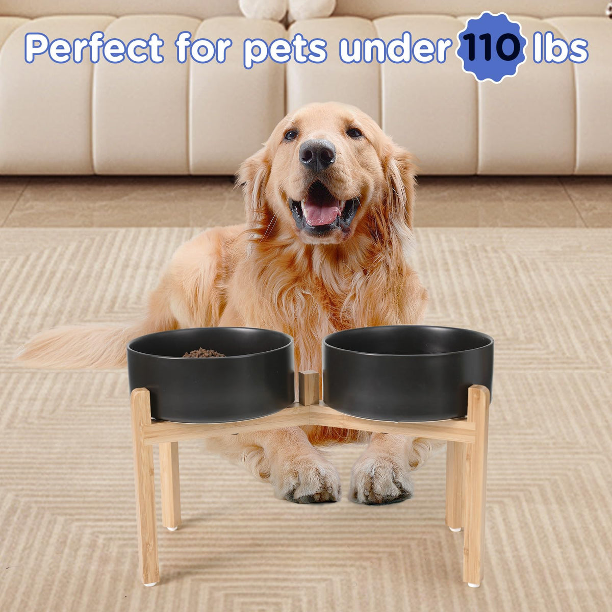 Elevated Dog Bowls Ceramic (8.3 in - 7.6 cups / Black)