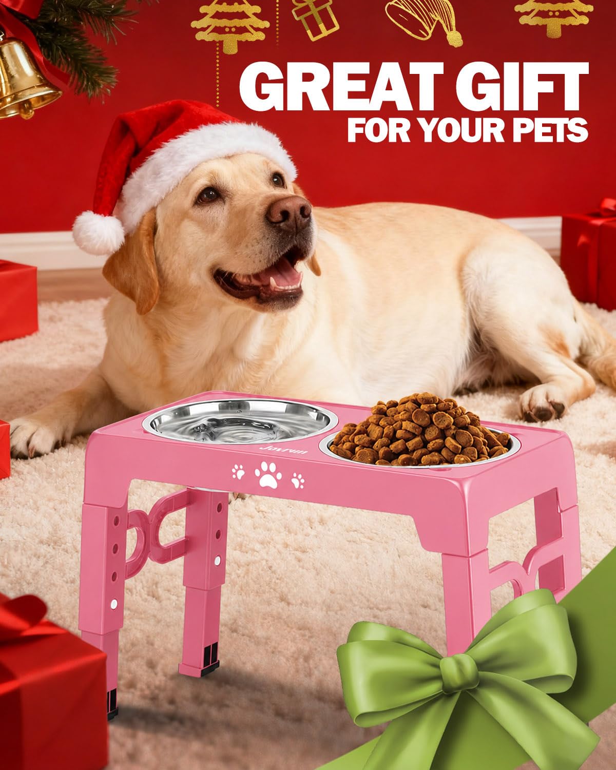 Elevated Dog Bowls for Medium Large Size Dogs (Pink / Medium Large)