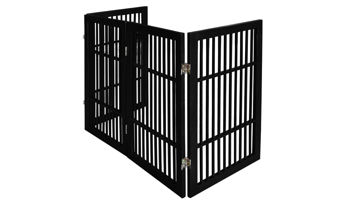 Pet Dog Gate Freestanding (4 Panel 30" Tall / Black Pet Gate)