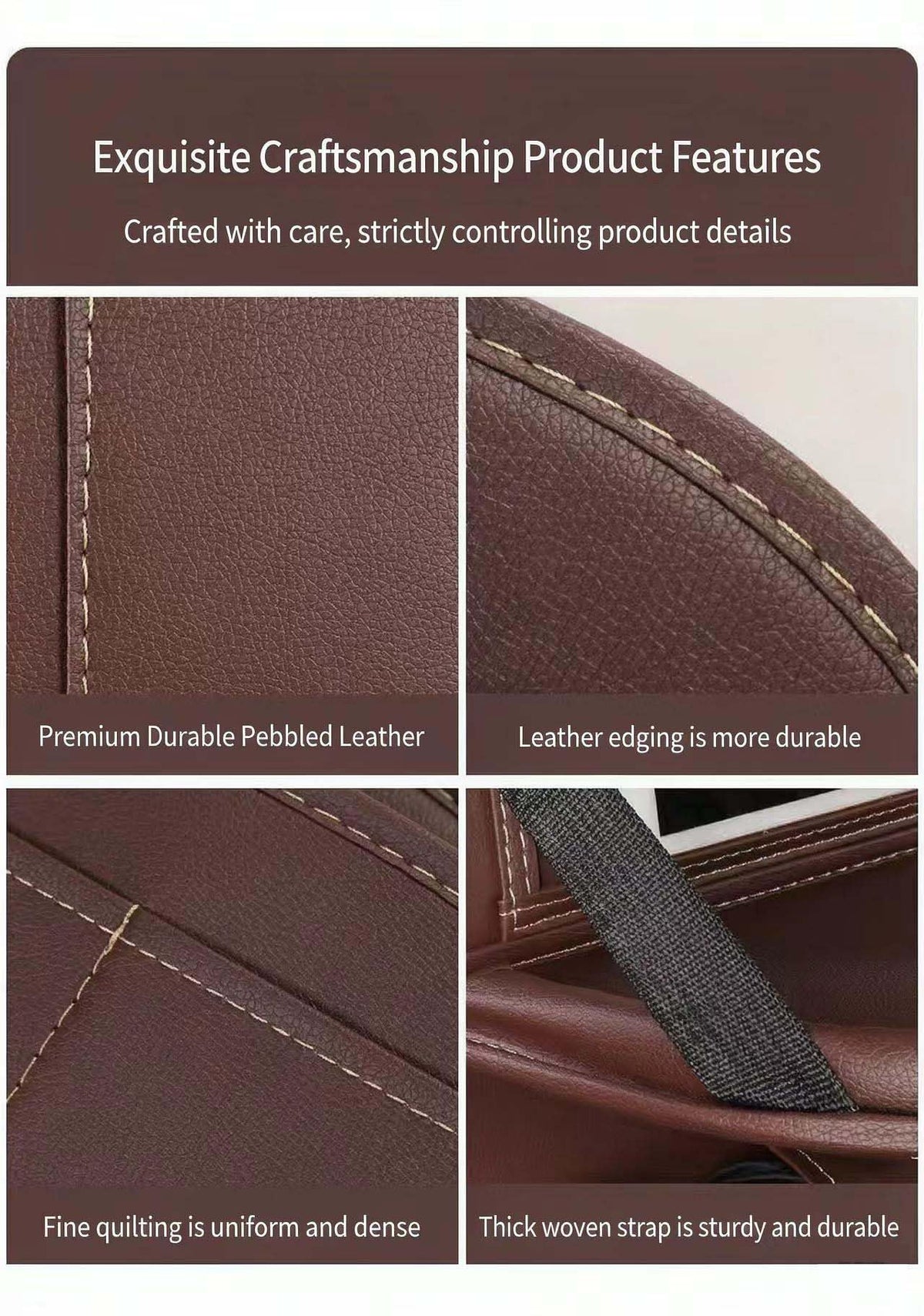 Premium PU Leather Backseat Seat Organizer with Foldable Table (1 Pack / Brown)