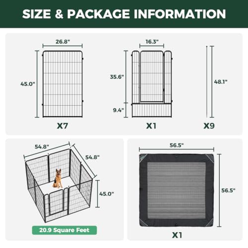 Rollick Dog Playpen with Mesh Top Cover (Black / 45"H)