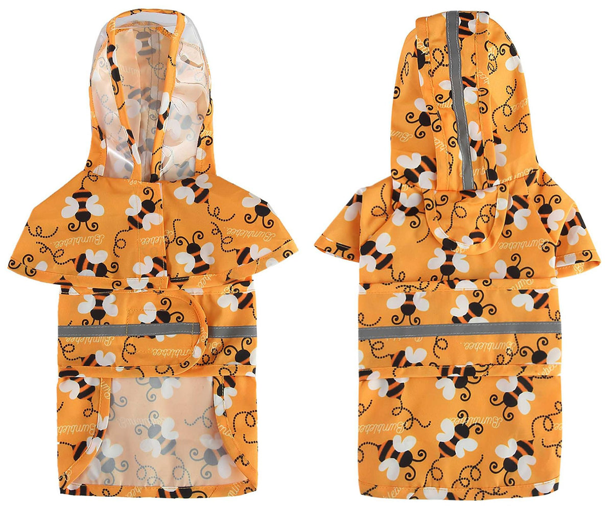 Dog Raincoat Hooded Reflective Waterproof Slicker Poncho (Bee / M(5-7 pound))
