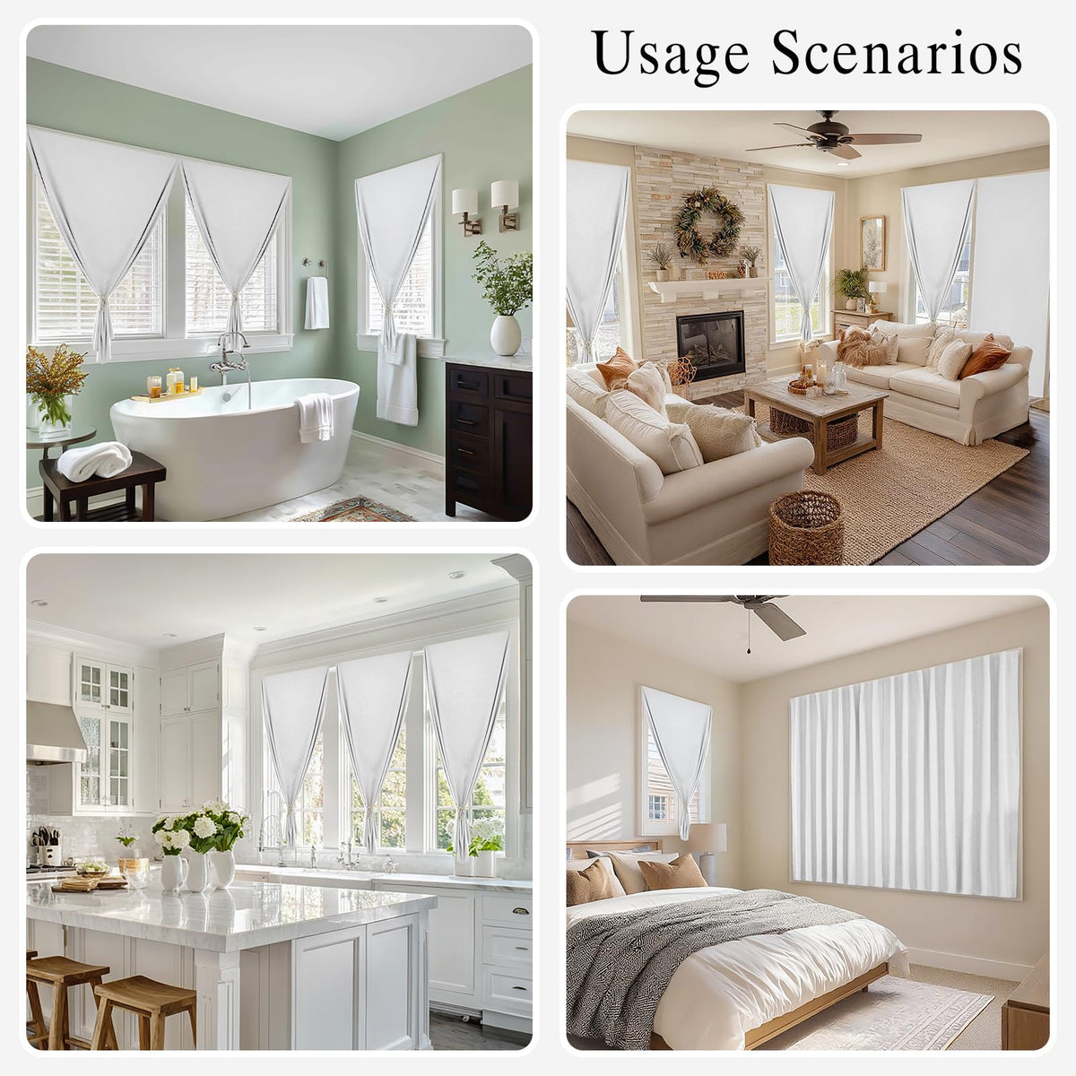 100% Blackout Self Adhesive Curtains (45"W x 60"L (Pack of 1) / Off-white)