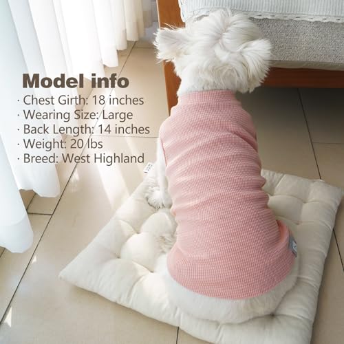 2Pack Waffle Dog Shirt for Small Dogs Striped Dog Sweater Tank Top (Small (4-7lbs) / 2Pack(Pink+Striped))