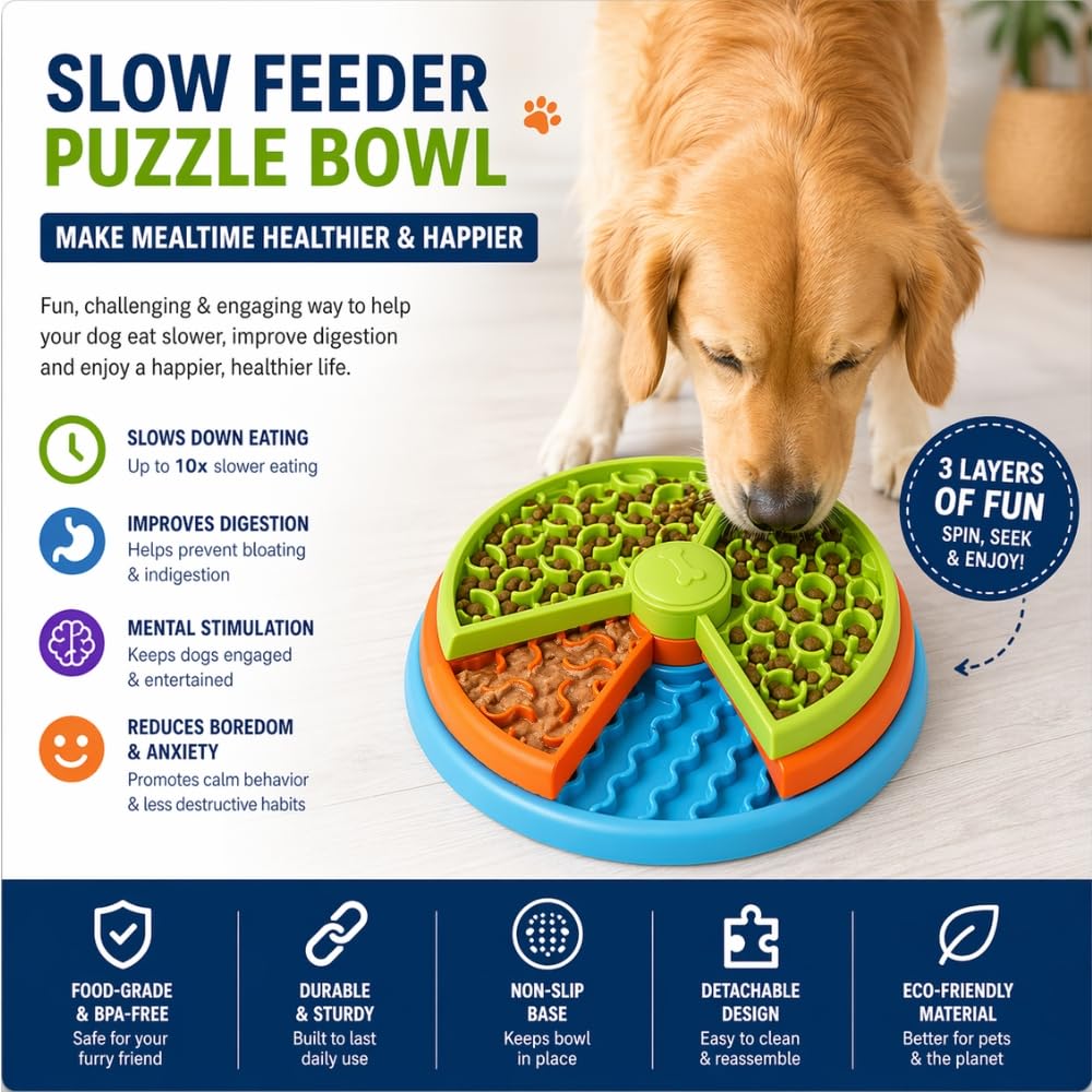 3 Level Slow Feeder Dog Bowls