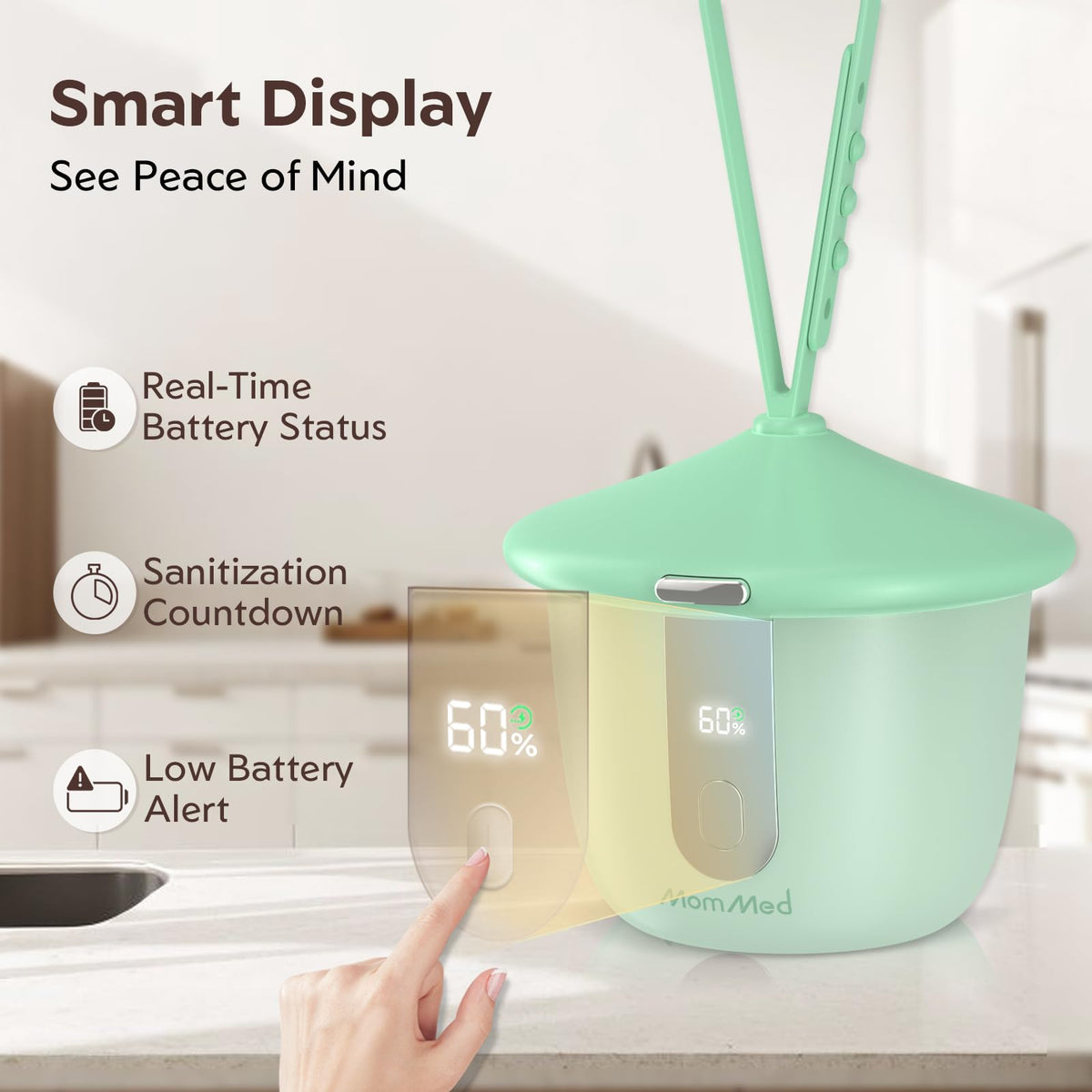 Portable Pacifier Sanitizer with Smart Display (Green)