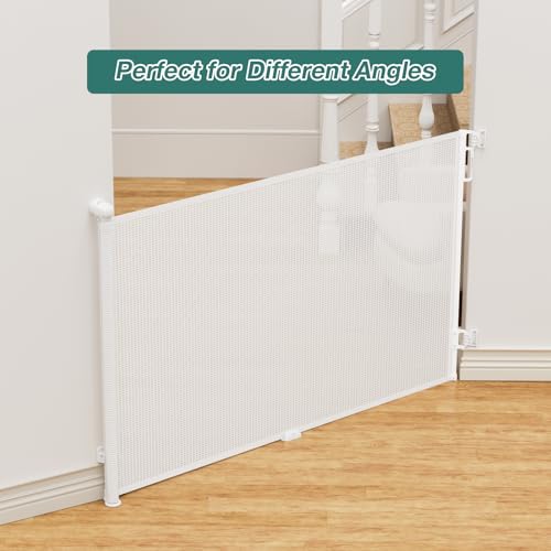 Retractable Baby Gate for Stairs (White / 72" Wide x 34" Tall)