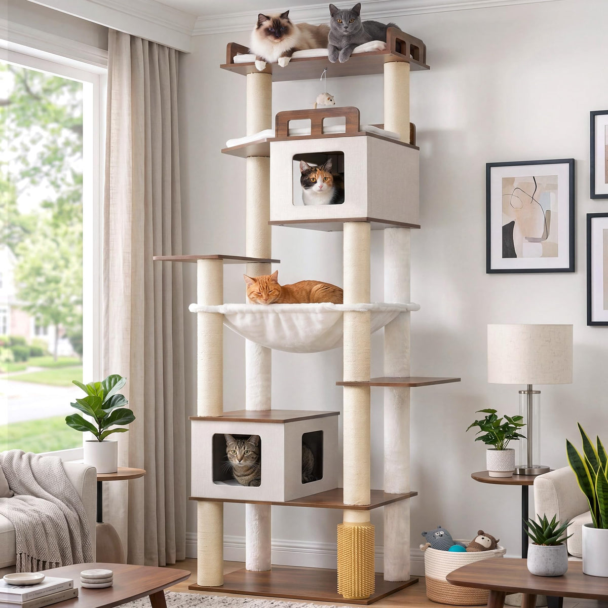 Cat Tree Wooden Multi (Walnut / 75.98 inches)