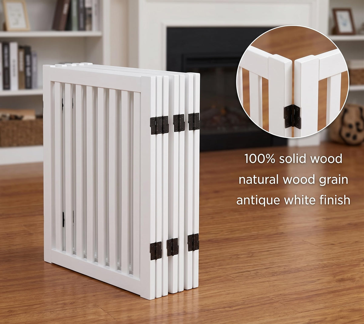 Wooden Freestanding Dog Gate (White / 4 Panel 80" Wide)