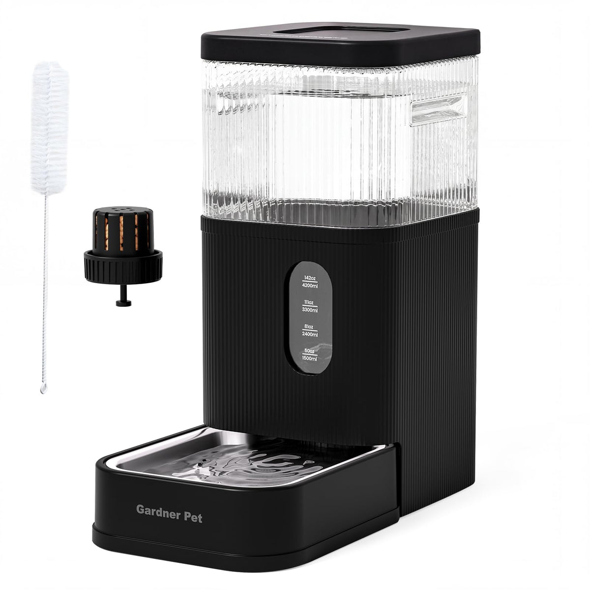 2.9 Gallon Automatic Dog Water Dispenser with Stainless Steel Bowl (Black / 2.9 Gallon)