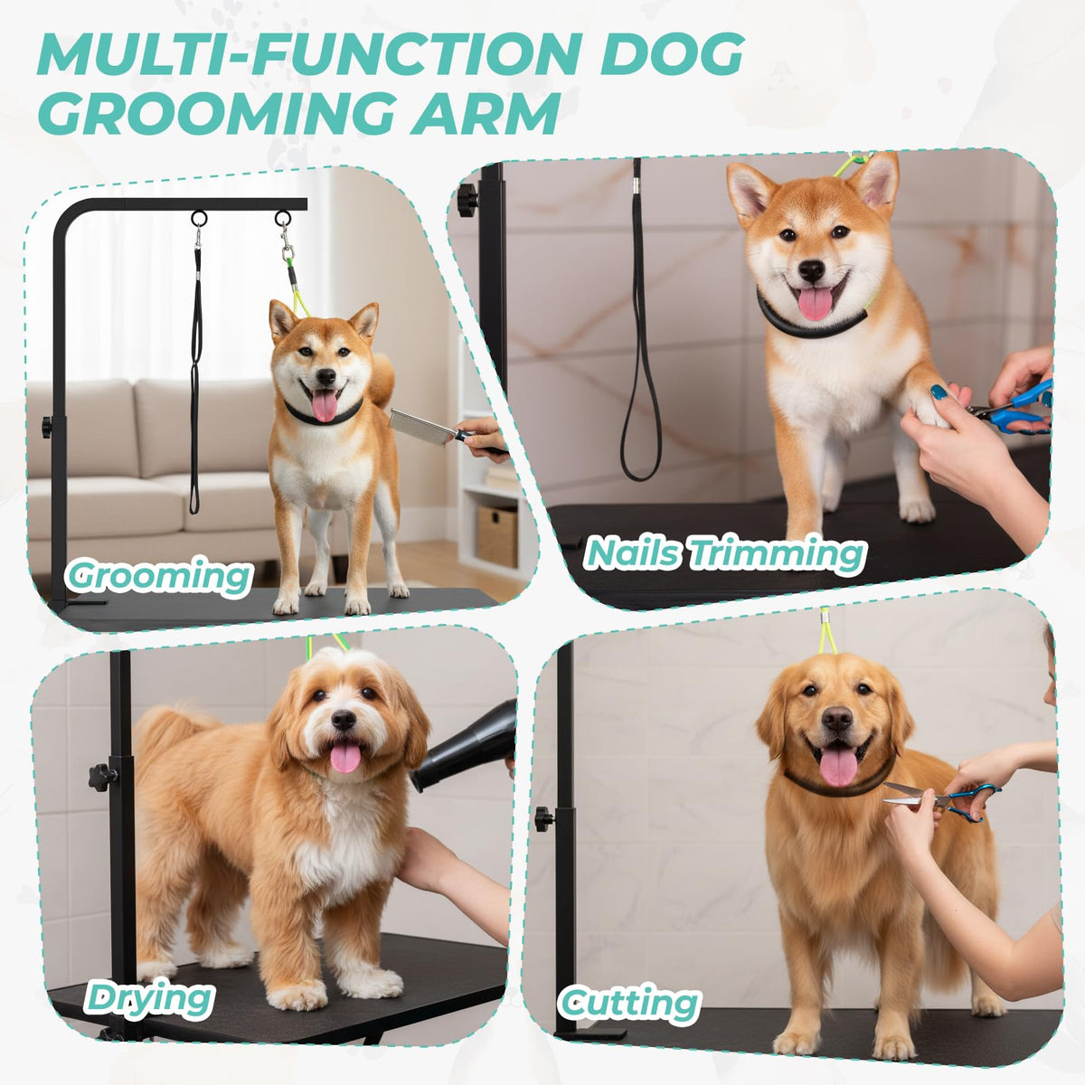 Adjustable Dog Grooming Arm with Heavy (Teal / Small)