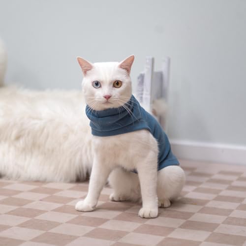 Cat Sweater Warm Fleece Pet Clothes for Cats Only (Blue / Medium)