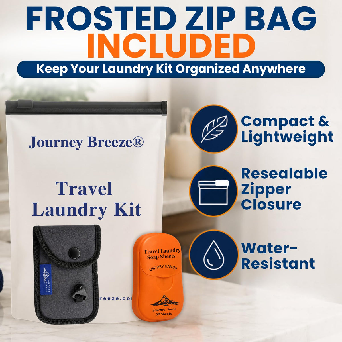Travel Laundry Detergent Sheets and Travel Clothesline (Pocket Sheets (50) + Lightweight Clothesline)