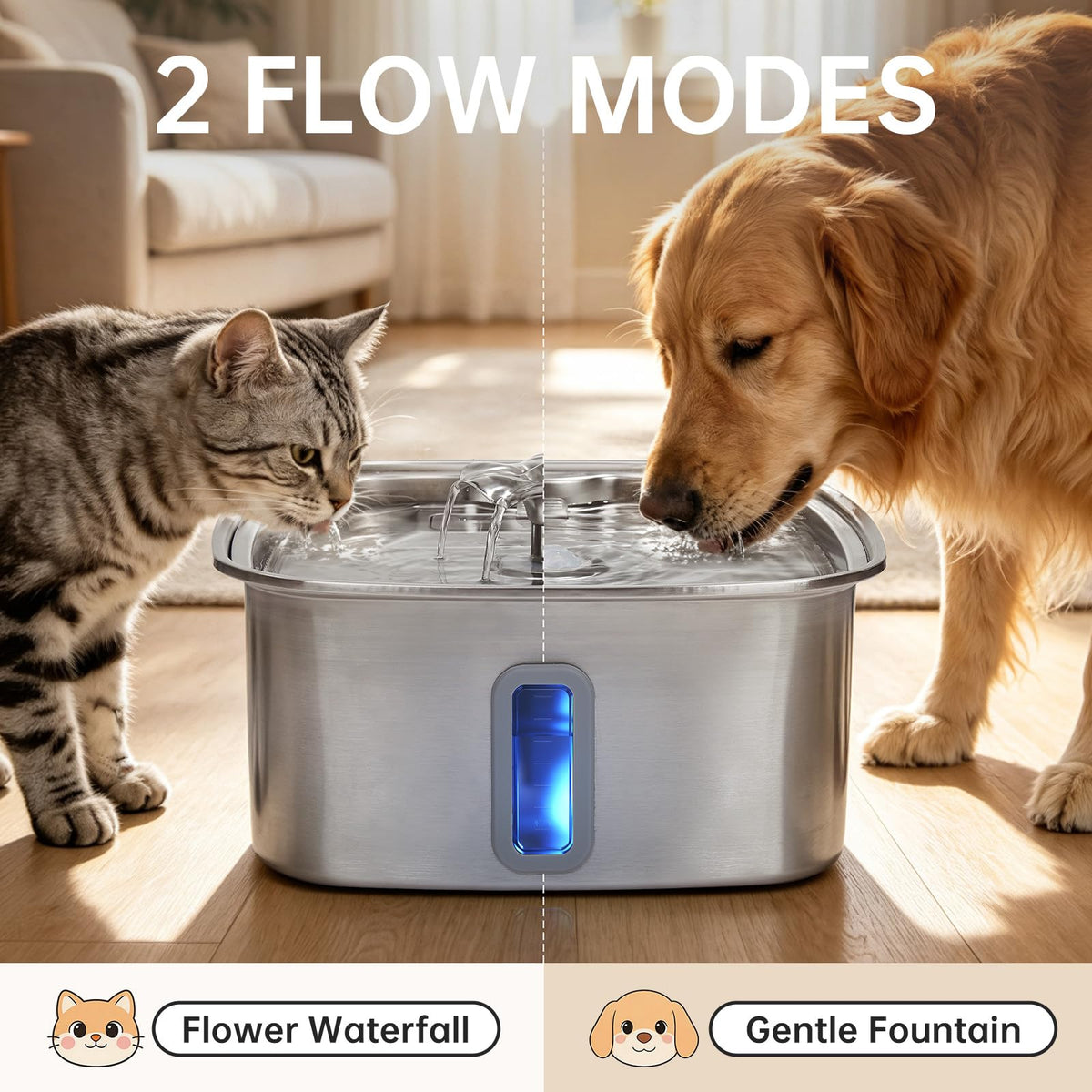 Innovation Award Winner Stainless Steel Dog Fountain (Silver / 237oz (Large Dogs & Multi-Pet))