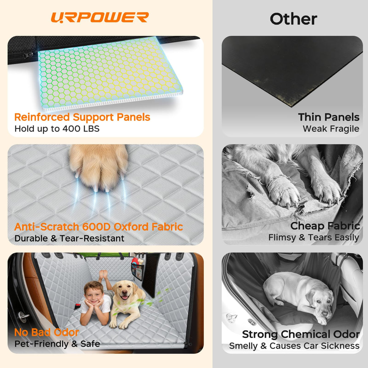 Hard Bottom Dog Car Seat Cover (Light Gray / Medium - for Most Sedans & SUVs)