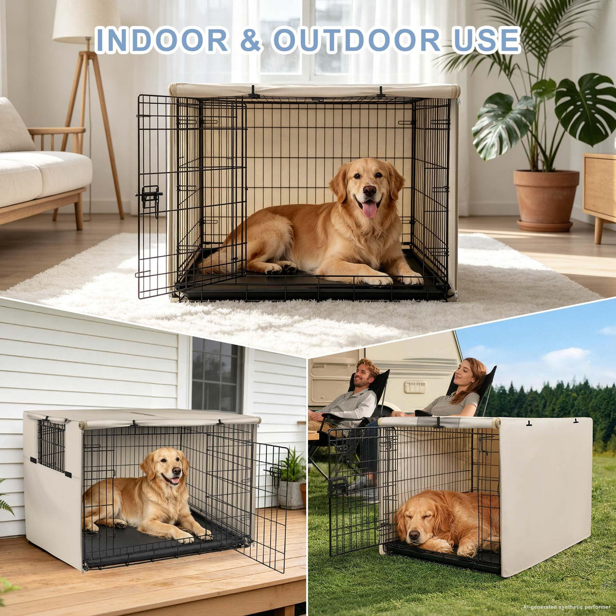 Dog Crate Cover (Tan / 54.0"L x 37.0"W x 45.0"H)