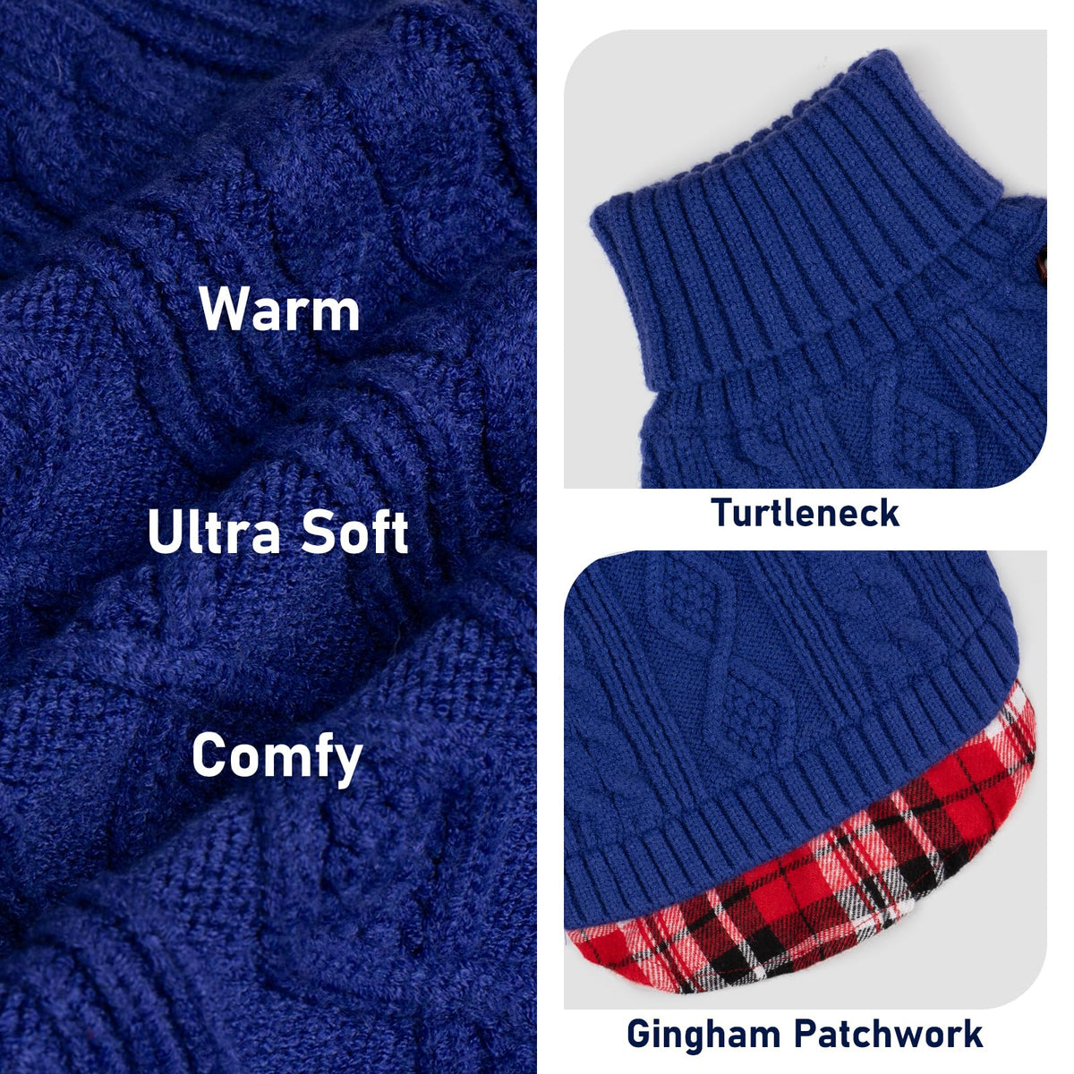 Dog Sweater for Small Dogs Turtleneck Thick Knit Pullover (Medium (7-13lbs) / 6# Blue)