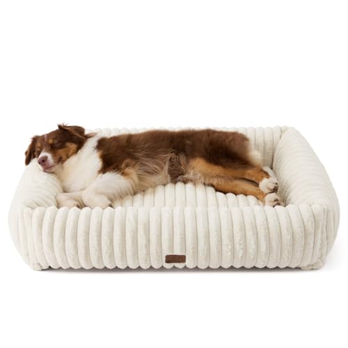ComfyFleece® Cute Dog Beds Large Sized Dog Washable (40.0"L x 28.5"W x 8.0"Th / Cream)