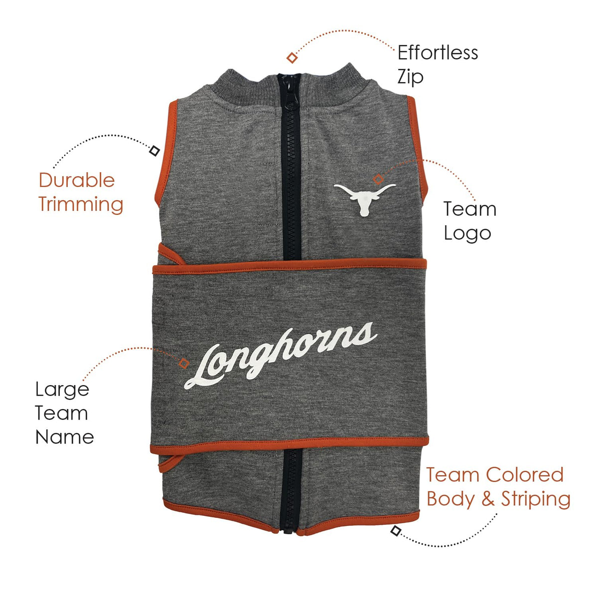 NCAA Texas Longhorns Dog Anxiety Shirt Calming Soothing Vest (Extra Small / Texas Longhorns)