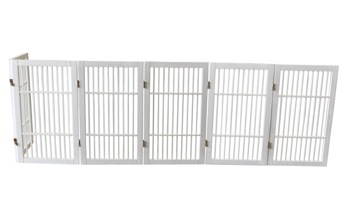 Pet Dog Gate Freestanding (6 Panel 30" Tall / White Pet Gate)