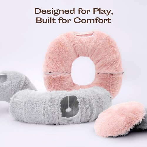 Indoor Cat Tunnel with Donut Bed (Pink)