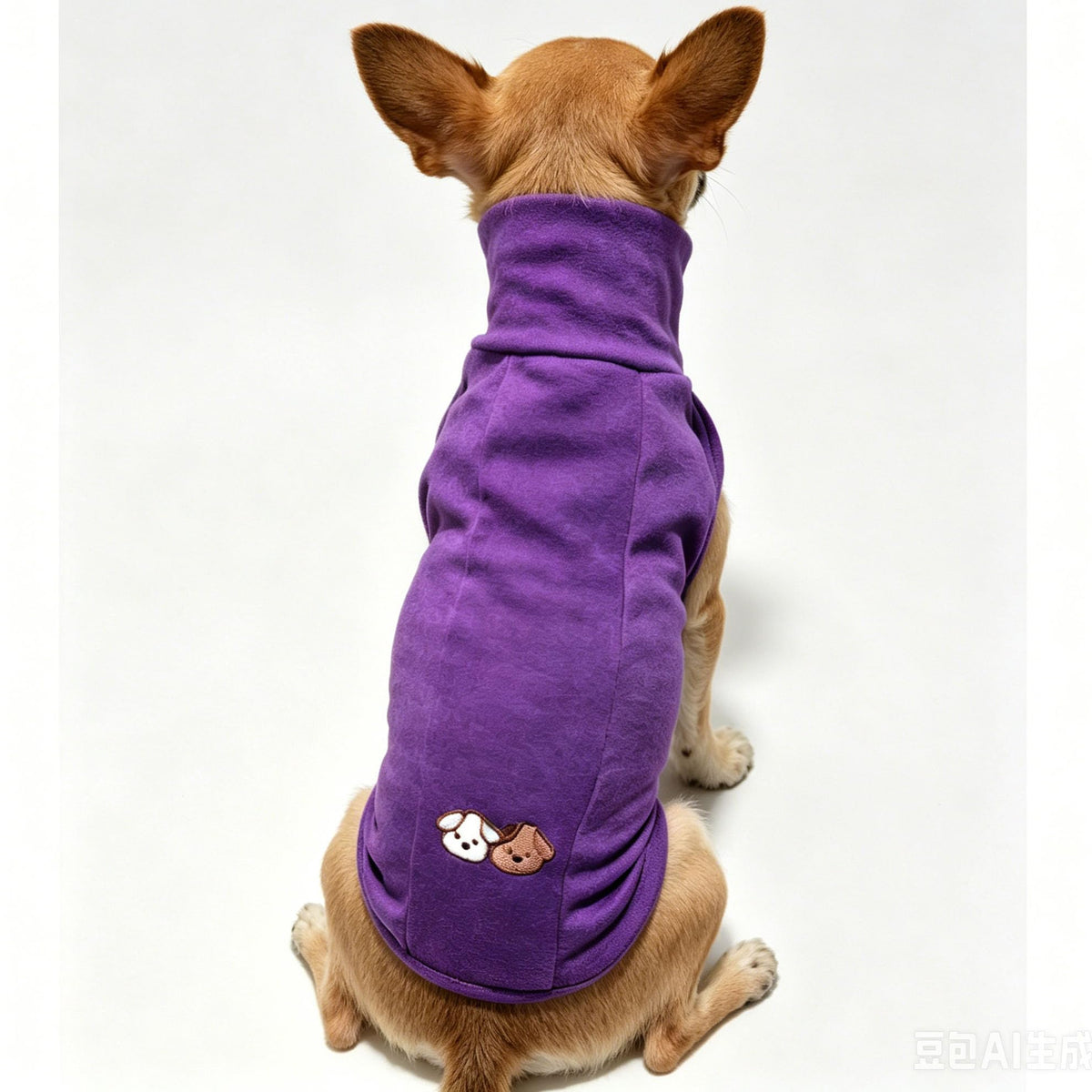 Turtleneck Dog Shirt Embroidery Soft Dog Sweatshirt Stretchy Striped Puppy Pullover (Pur SLS / Small)