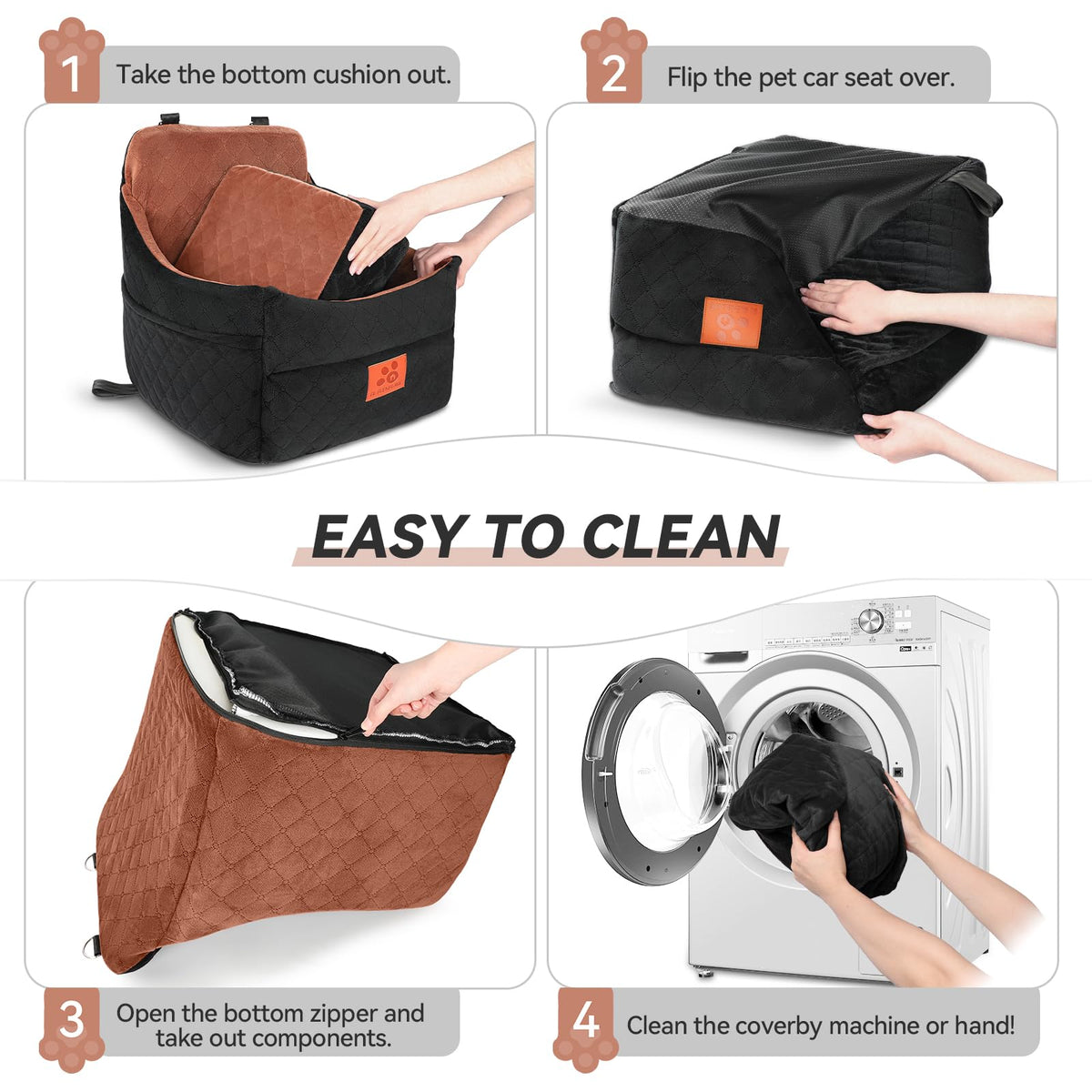 Dog Car Seat for Small (Black/Brown)