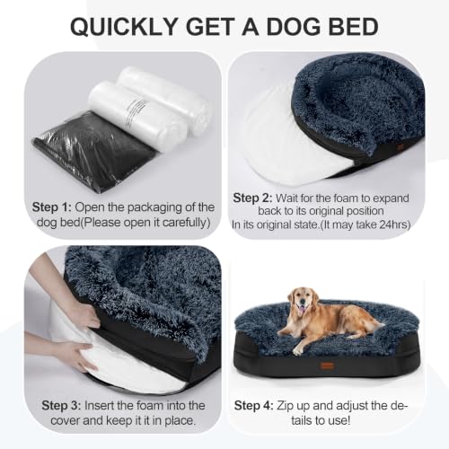 3.7 inch Thickened Orthopedic Dog Beds for Medium Dogs (Black / 36"Lx27.5"Wx7.1"H)