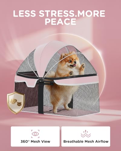 Foldable Pet Stroller for Small Dogs and Cats (โ
PinkใFull Meshใ)