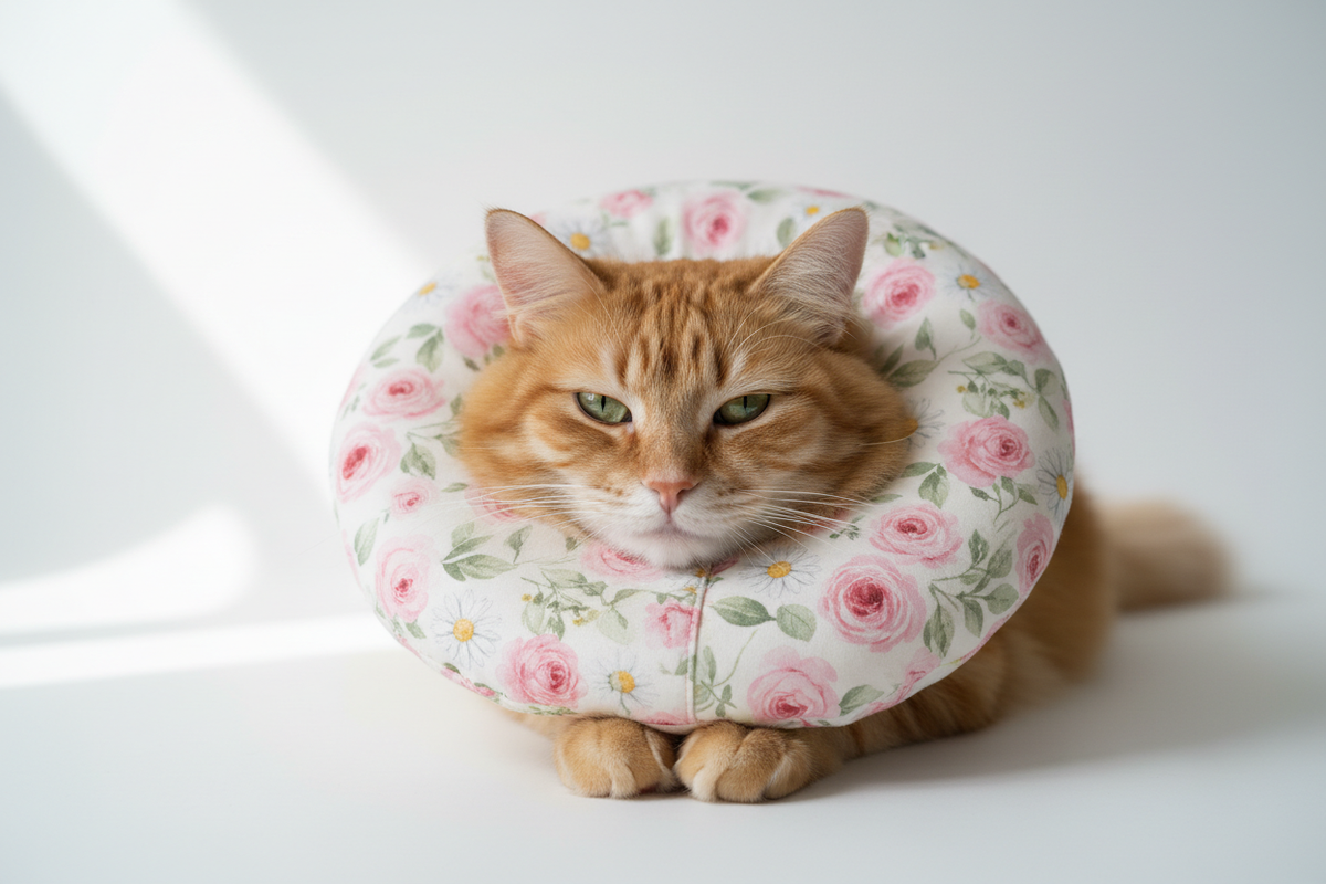 Floral Recovery Collar Cat