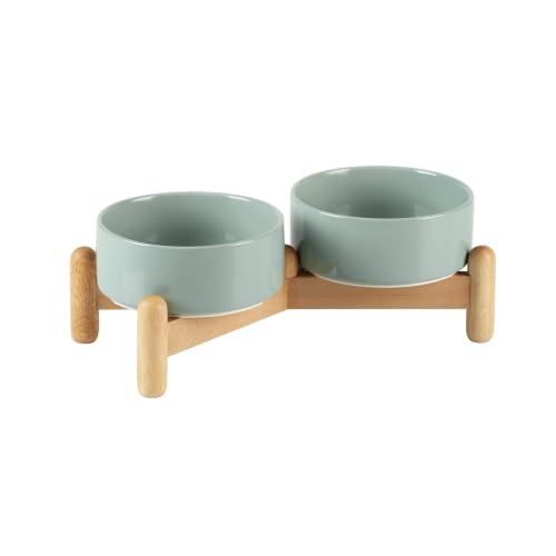 Ceramic Dog Bowls Elevated (Light Green)