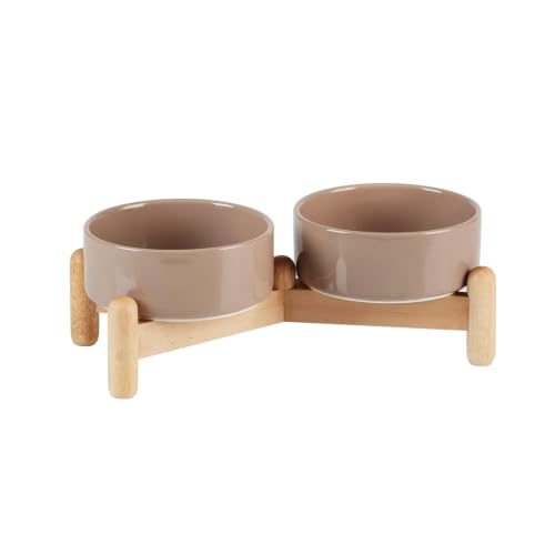 Ceramic Dog Bowls Elevated (Brown Coffee)