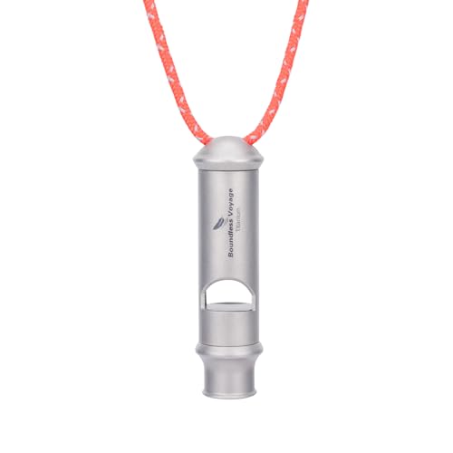 Titanium Whistle Emergency Survival Safety Whistles with Lanyard Loud for Outdoor Camping Hiking Coaches Training Sports Keychain Whistle (1 PCS - Ti9019)