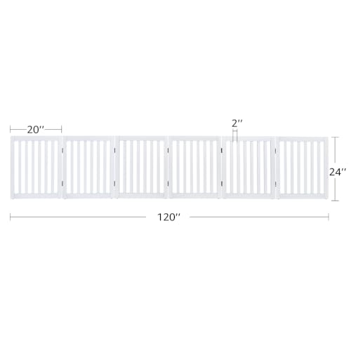120" Extra Wide Pet Gate and Pet Playpen Combination for Dog Cat (White / 120"W×24"H)