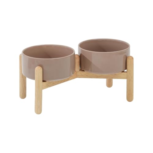 Ceramic Dog Bowls Elevated (Brown Coffee)