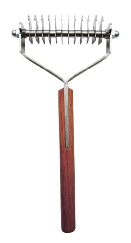 Double Wide Dematting Undercoat Grooming Rake Stripper Tool for Dogs and Cats (12-Blade)