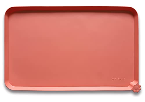 L Silicone Non Slip Pet & Cat Dog Feeding Tray (22" x 14" / Burnt Coral)
