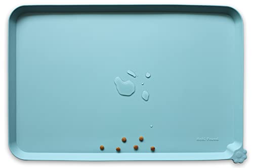 L Silicone Non Slip Pet Food Tray (22" x 14" / Light Turquoise)