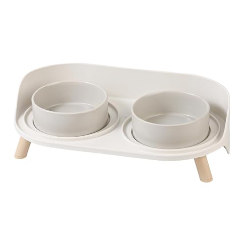 Raised Cat Food and Water Bowl Set (Grey / Small)
