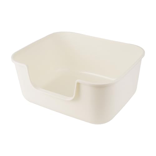 Large Cat Litter Box with High Sides (Long Side Entry-White)