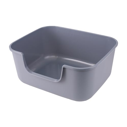 Large Cat Litter Box with High Sides (Long Side Entry-Grey)