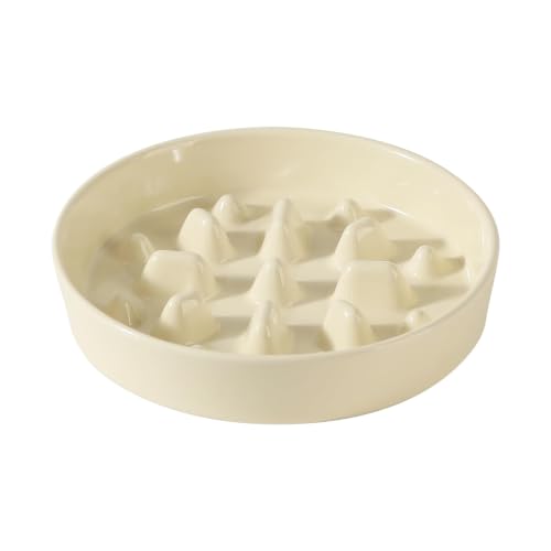 Ceramic Slow Feeder Dog Bowls (Light Yellow)