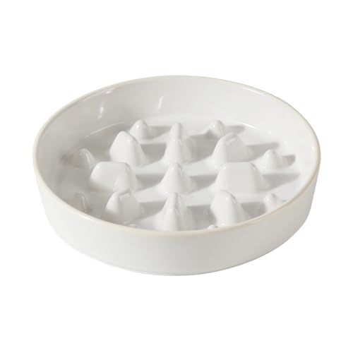 Ceramic Slow Feeder Dog Bowls (1 x White - C / L- 8.2inch / 1.6 Cups)