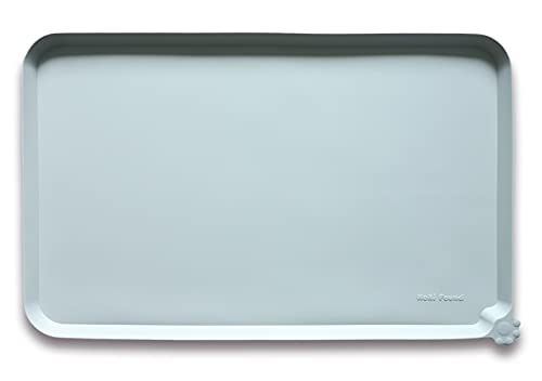 L Silicone Pet Feeding Mats with Higher Lips (22" x 14" / Battleship)