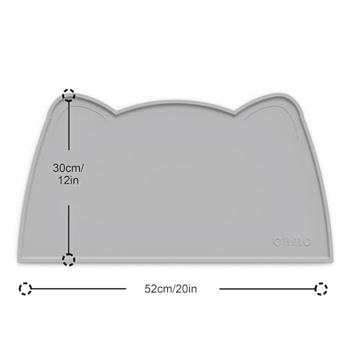 Cat Food Mat Silicone Pet Feeding Mat (20"L x 12"W / Ash Light Grey)